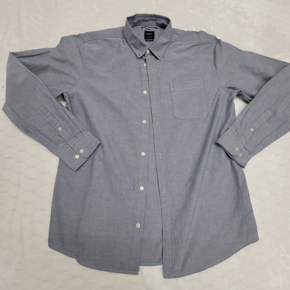 RVCA That'll Do Oxford Shirt Mens XL Blue Long Sleeve Button Down Slim Fit